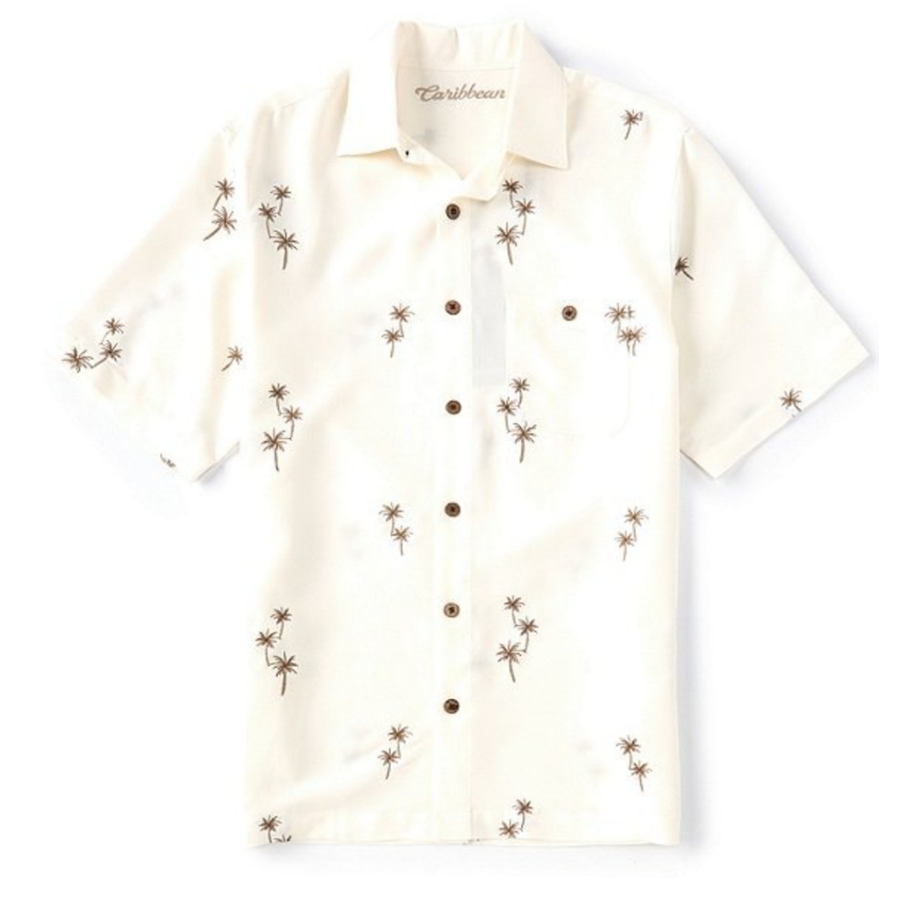 Caribbean Embroidered Short-Sleeve Woven Shirt